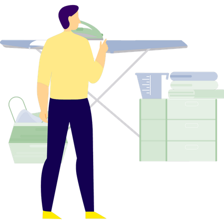 Man is ironing clothes  Illustration