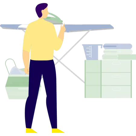 Man is ironing clothes  Illustration