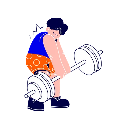 Man is lifting a large barbell  Illustration