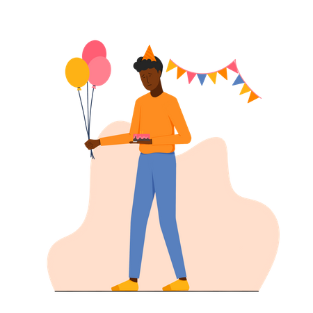Man is lonely on birthday Illustration