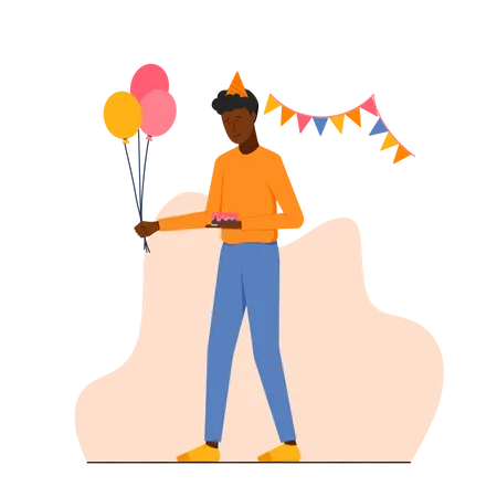 Man is lonely on birthday Illustration