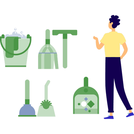 Man is looking at housekeeping  Illustration