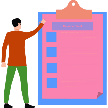 Man is looking at the balance sheet  Illustration