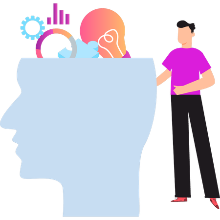 Man is looking at the business mind  Illustration