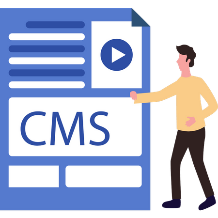 Man is looking at the CMS file  Illustration