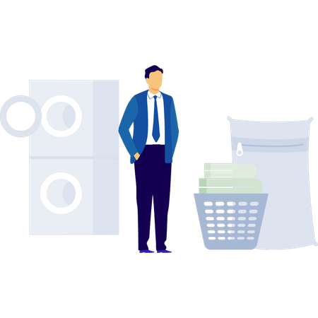 Man is looking at wash clothes  Illustration