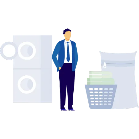 Man is looking at wash clothes  Illustration