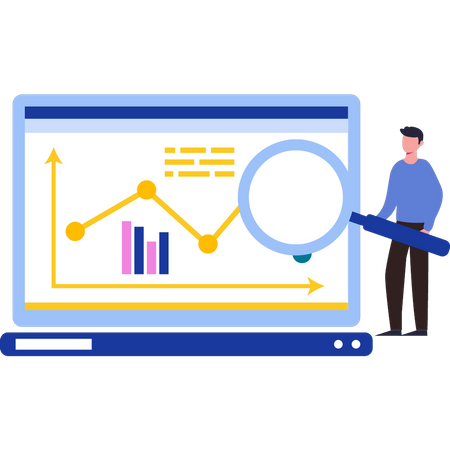 Man is looking for analytical graphs  Illustration