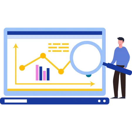 Man is looking for analytical graphs  Illustration