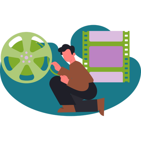 Man is making video reel  Illustration