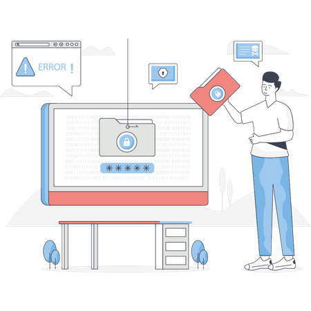 Man is manage folder password  Illustration