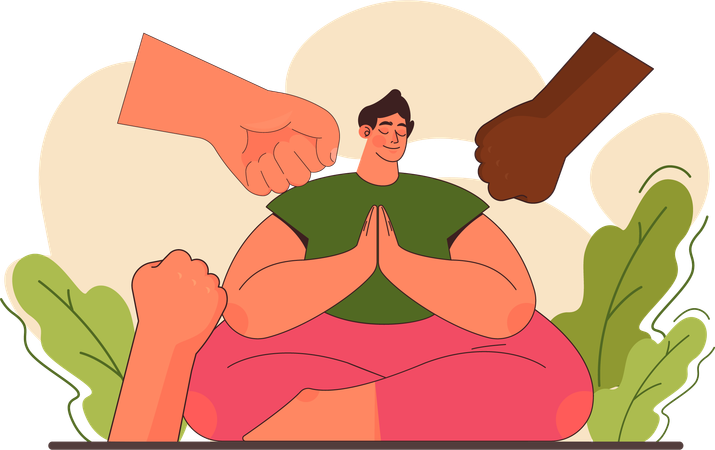 Man is meditating for mental peace  Illustration