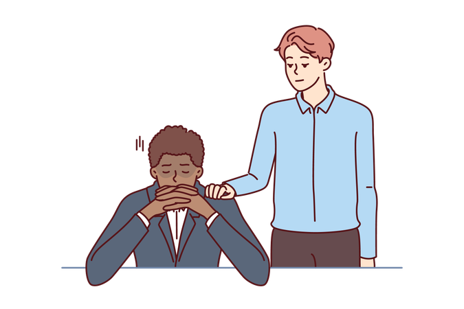 Man is motivating frustrated employee  Illustration