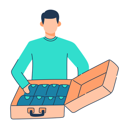 Man is packing clothes in bag  Illustration