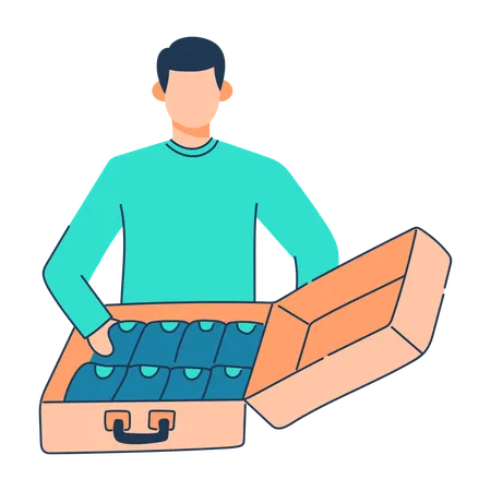 Man is packing clothes in bag  Illustration