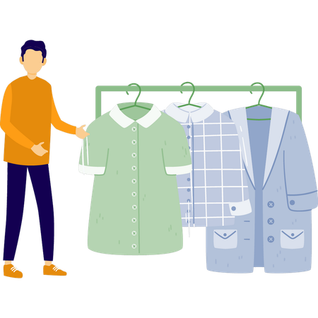 Man is pick up laundry  Illustration