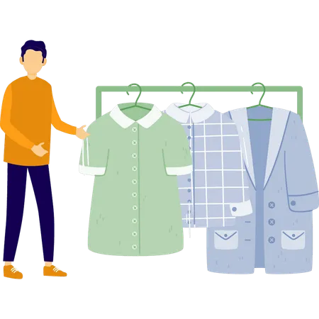 Man is pick up laundry  Illustration