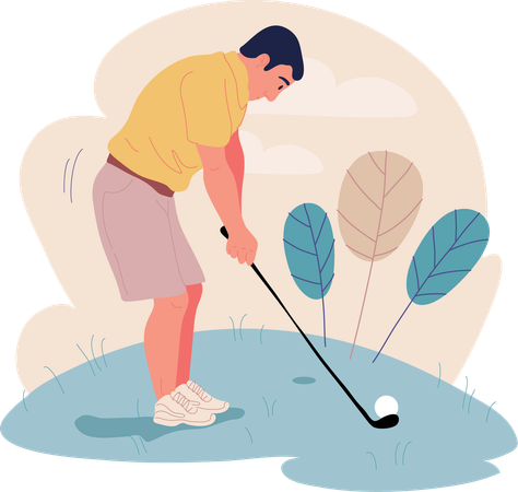 Man is playing golf  Illustration