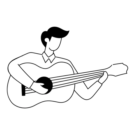 Man is playing guitar  Illustration