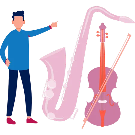 Man is playing music  Illustration