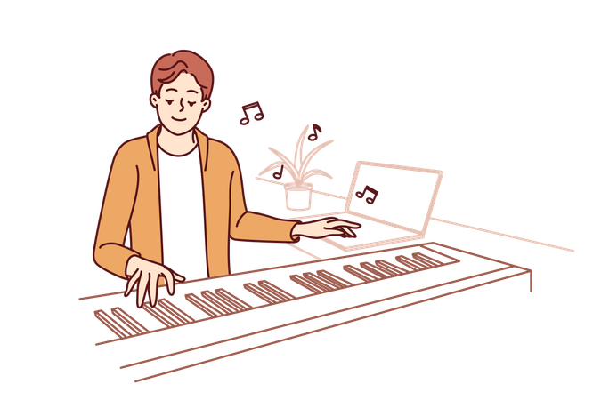 Man is playing piano instrument  Illustration