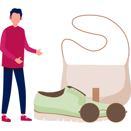 Man is pointing accessory shop  Illustration