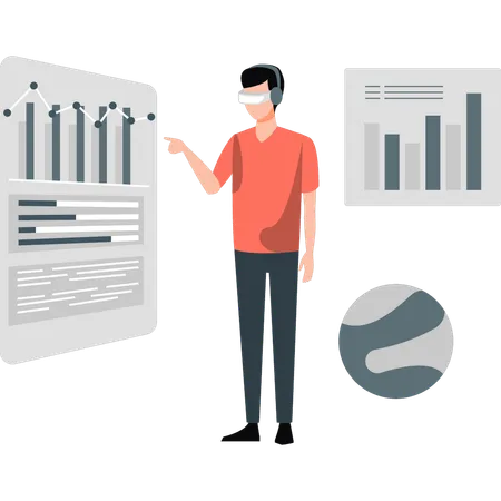 Man is pointing analytic graph  Illustration