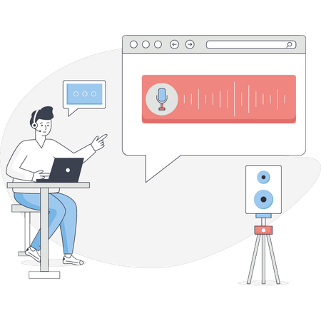 Man is pointing audio voice  Illustration