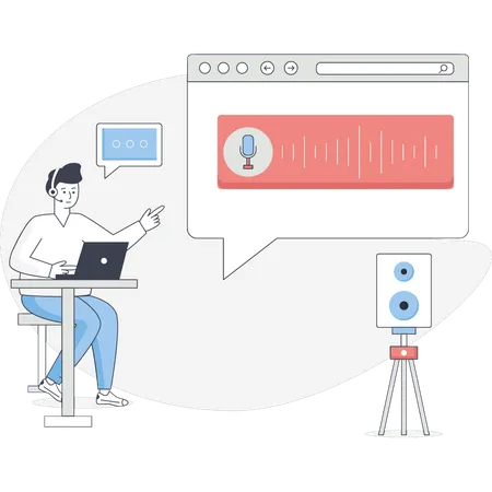 Man is pointing audio voice  Illustration