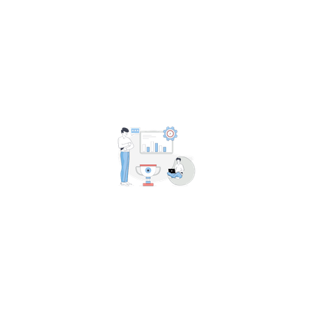 Man Is Pointing Business Trophy  Illustration