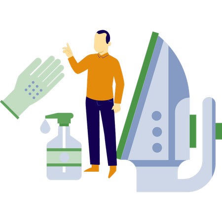 Man is pointing iron  Illustration