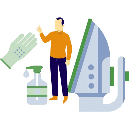Man is pointing iron  Illustration
