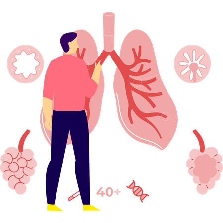 Man is pointing lungs cancer  Illustration