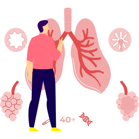 Man is pointing lungs cancer  Illustration