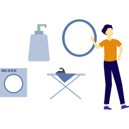 Man is pointing mirror  Illustration