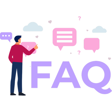 Man is pointing out the most FAQs about any website  일러스트레이션