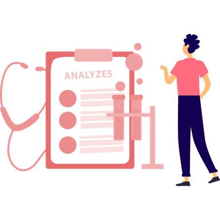 Man is pointing test tube  Illustration