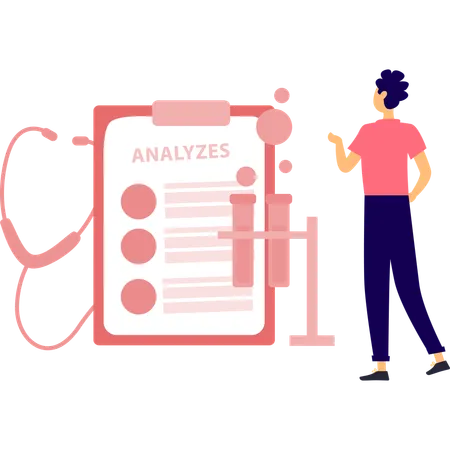 Man is pointing test tube  Illustration