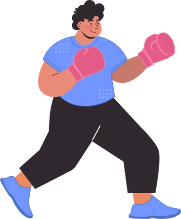 Man is practicing boxing  Illustration
