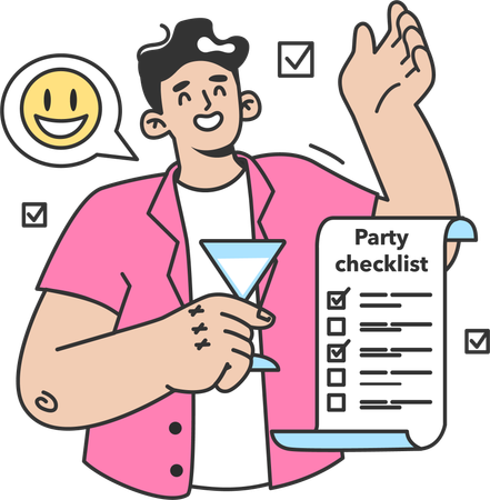 Man is preparing party checklist  Illustration
