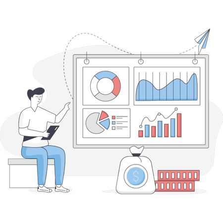 Man is presenting financial project  Illustration