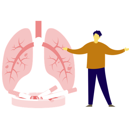 Man is presenting smoking infection on lungs  Illustration