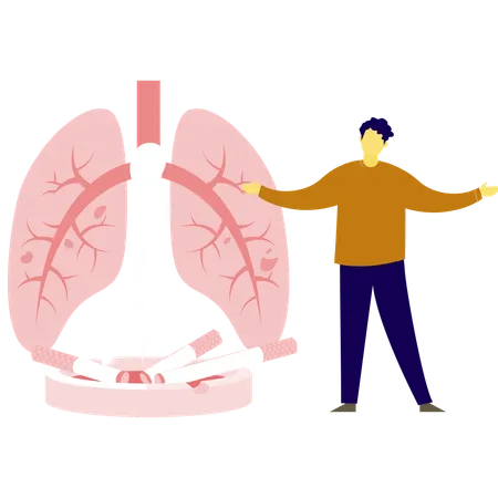 Man is presenting smoking infection on lungs  Illustration