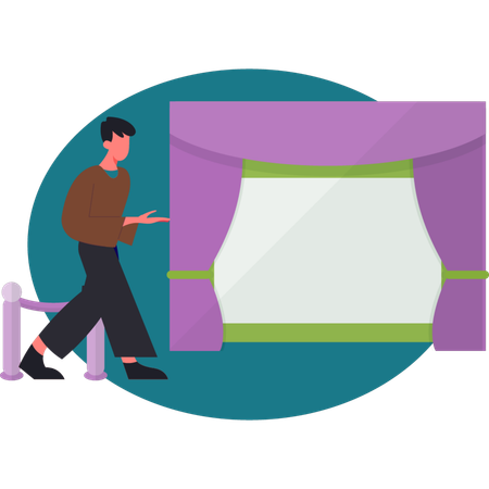 Man is presenting theater stage  Illustration