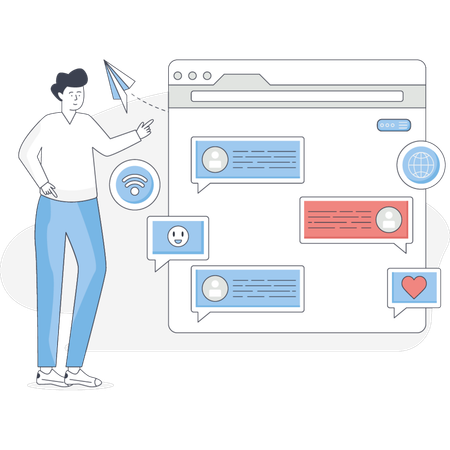 Man is presenting web chatting  Illustration