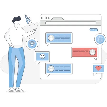 Man is presenting web chatting  Illustration