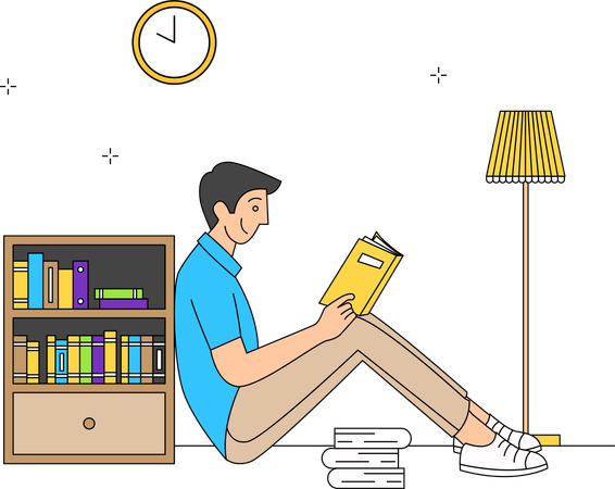 Man is reading book  Illustration