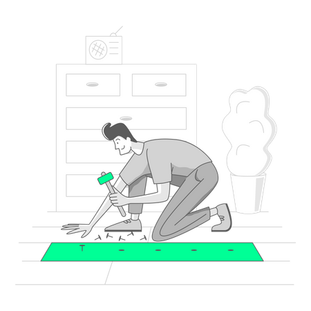 Man is renovating the floor of his apartment  Illustration