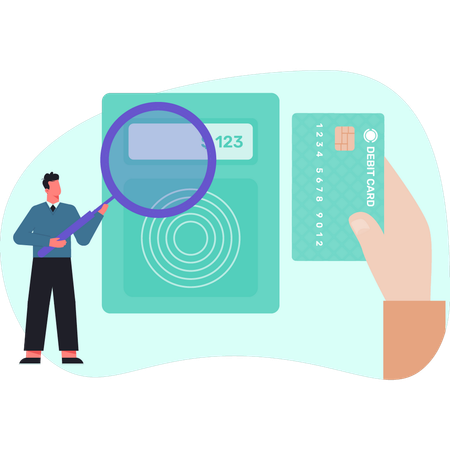 Man is searching card money  Illustration