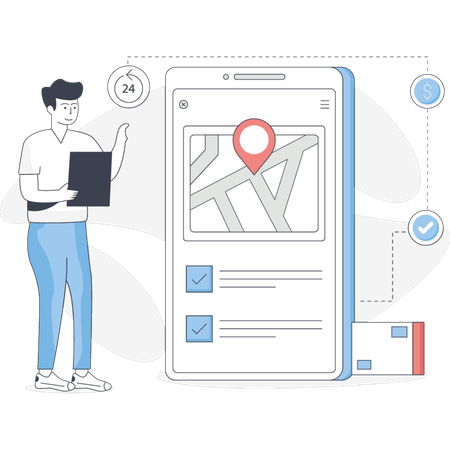 Man is seeing at the place of delivery  Illustration